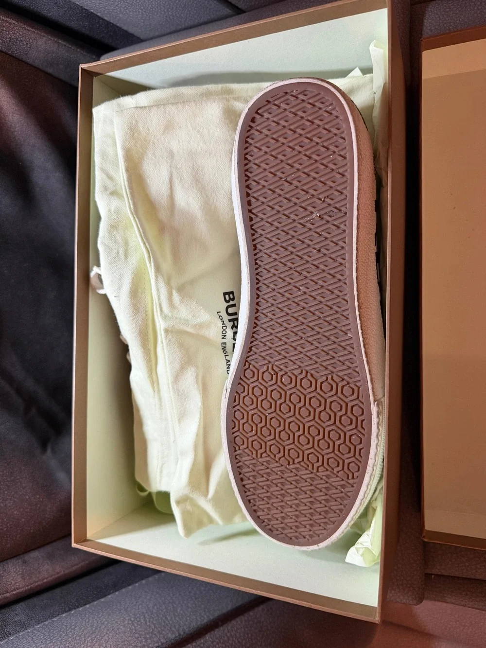 Burberry Beige Vintage Check Low-Top Sneakers with White Accents - Picture 3 of 6